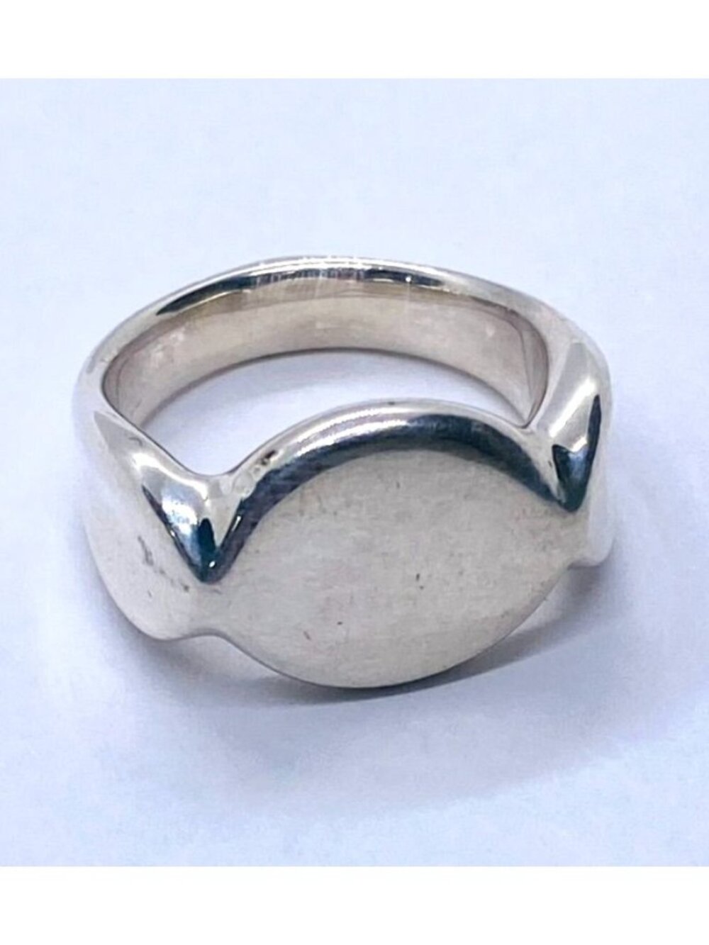 Tiffany & Co Silver Peretti Spain Signet Band Size 6.75 Retired - Picture 3 of 12